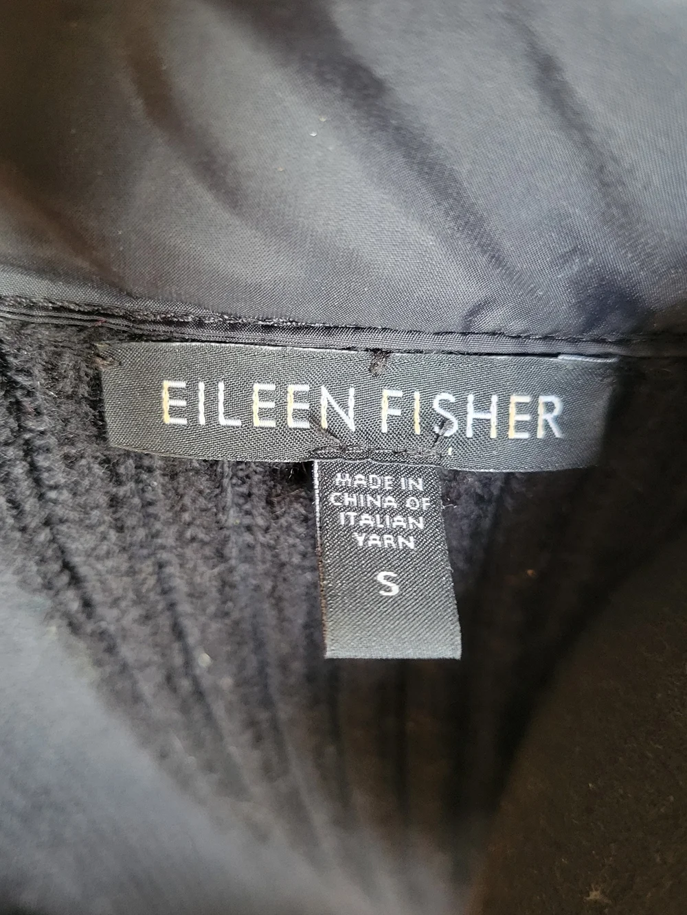 Eileen Fisher Merino Wool Asymmetrical Zip Funnel Neck Vest Black S